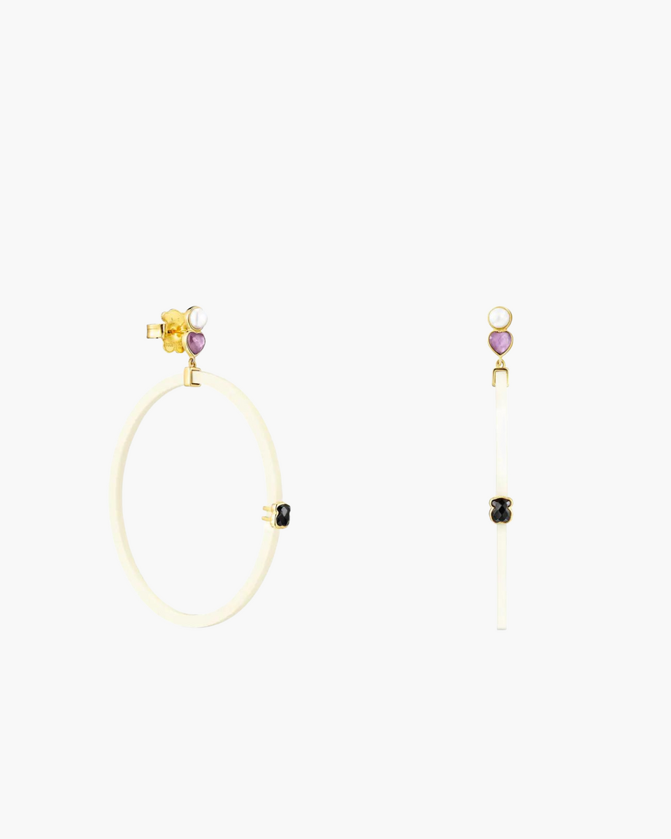 Glory Earrings in Resin with Silver Vermeil and Gemstones – Gallery od