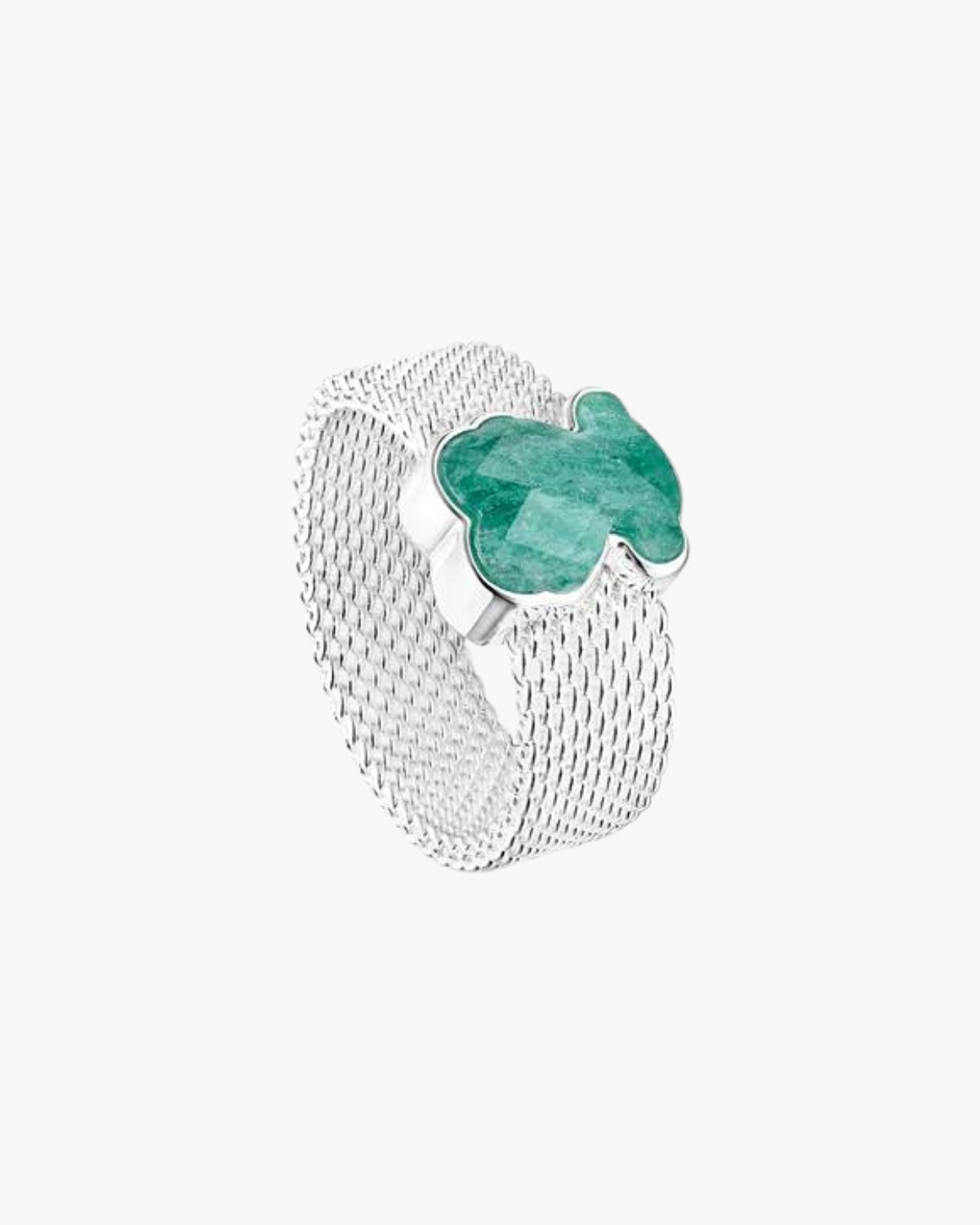 Silver TOUS Mesh Color Ring with faceted Amazonite Bear motif – Gallery od